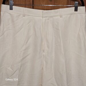 Austin Reed London Mens 34x30 Linen Silk Blend Dress Pants Off White Cream Flat